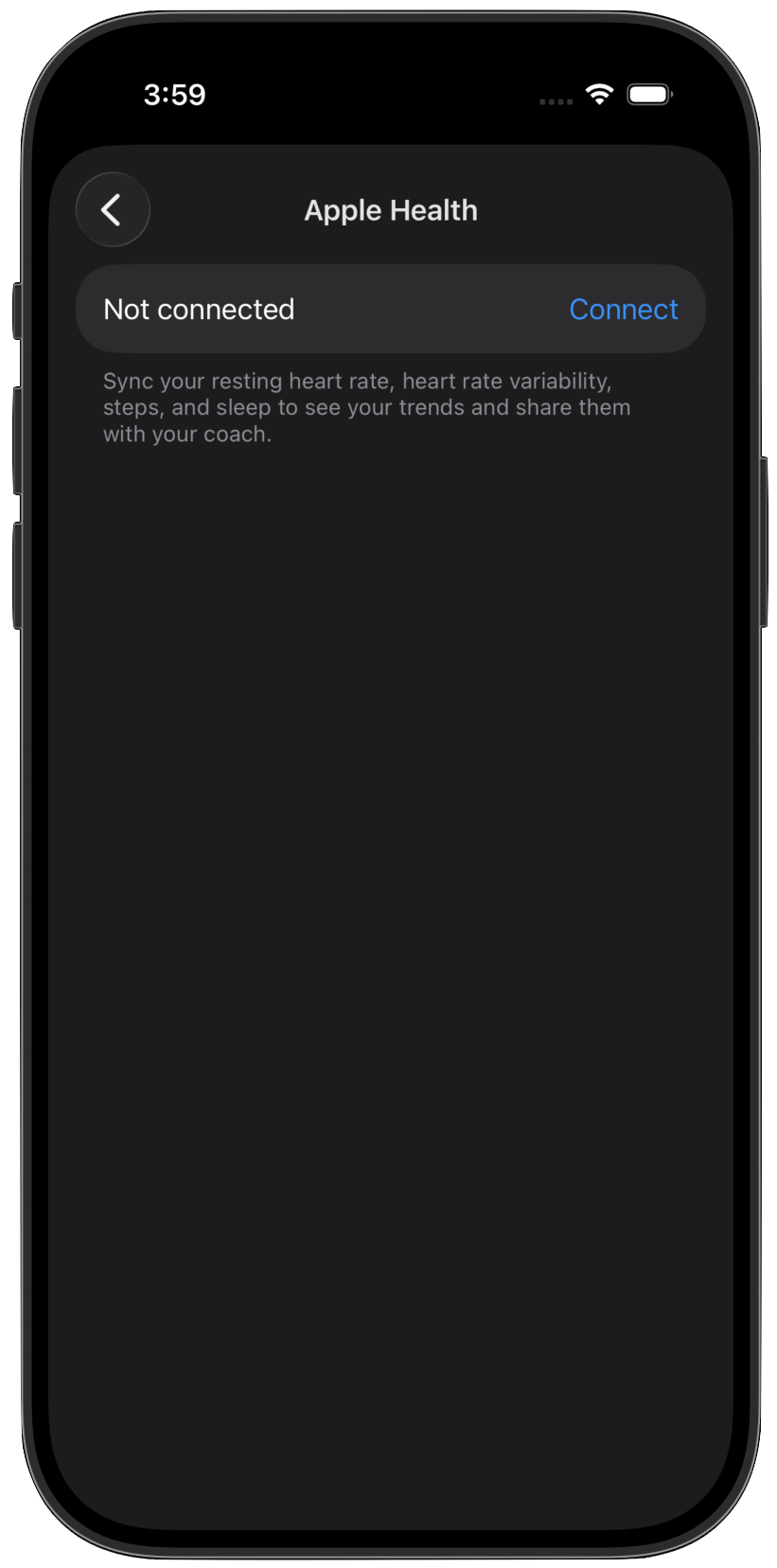 Apple Health connection in CoachPal